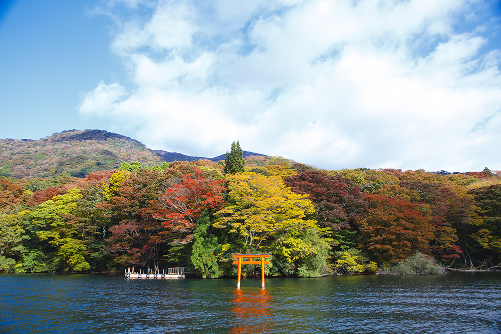 九頭龍神社　湖上鳥居